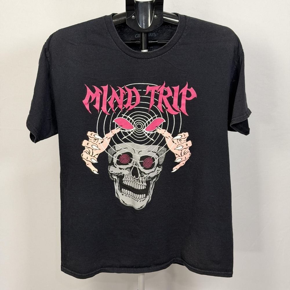 Grim Days Shirt Mens Large Black‎ Mind Trip Skull Psychedelic Graphic Tee Horror